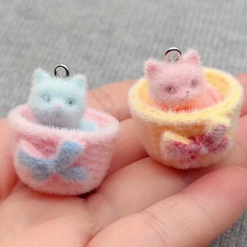 Jewelry Making Resin - 4 stuks 3D pluche hars kattenhangers,