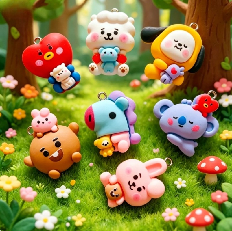 7 stks BT21 Hars Cartoon Charm - Jewelry Making Resin recensie en prijs