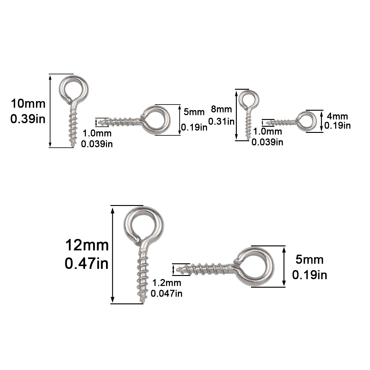 100 stks 4x8/5x10/5x12mm Rvs M - Jewelry Making Eye Pins recensie en prijs