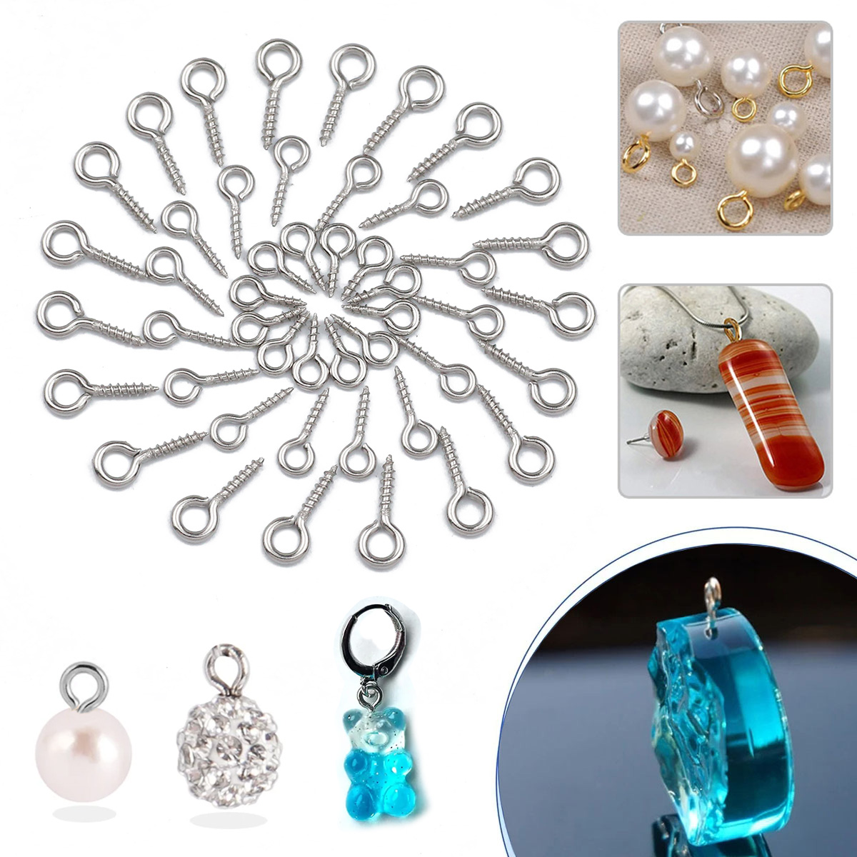 100 stks 4x8/5x10/5x12mm Rvs M - Jewelry Making Eye Pins recensie en prijs